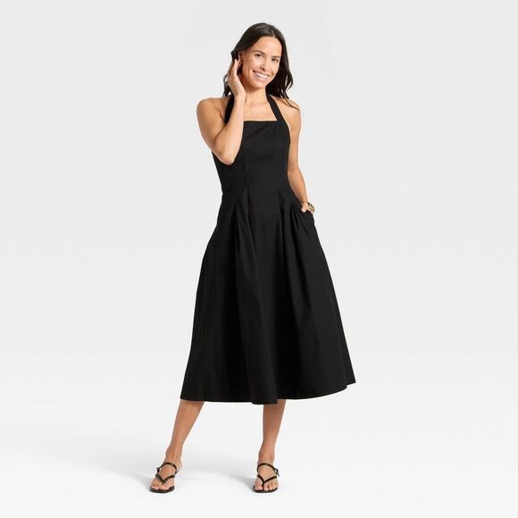 A New Day Dresses & Skirts - A New Day - Women's Midi Halter Dress - A New Day Black XL Black